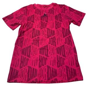 Jordan Boys Red All-Over Logo Print T-Shirt XL (13-15 YRS)